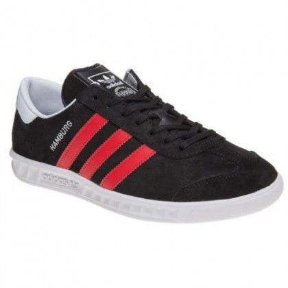 Hombre Adidas Hamburg Negro Ante Retro Cordón Arriba Zapatillas deportivas